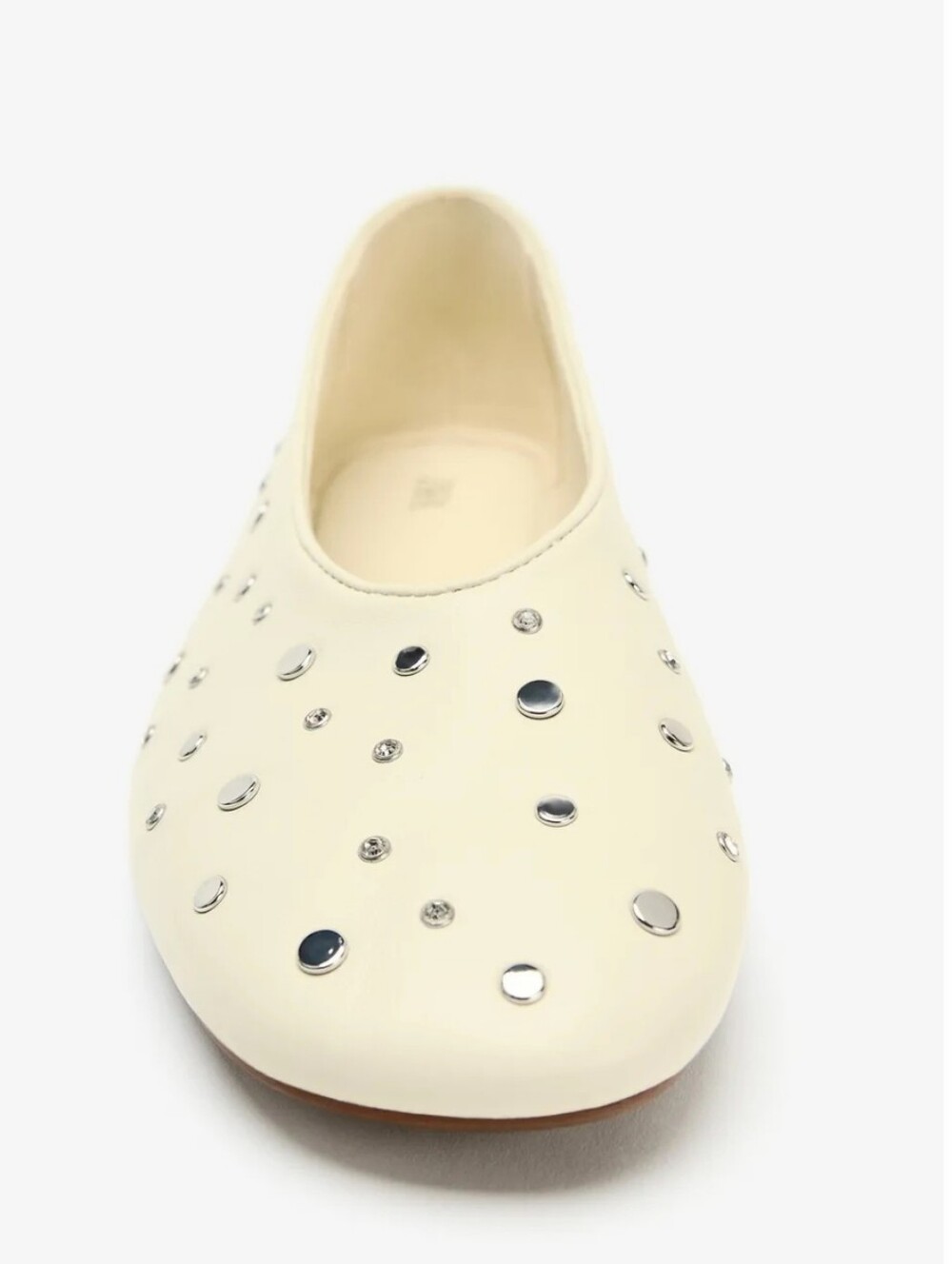 Zara Leather Studded Cream Ballet Flats - Picture 3 of 7